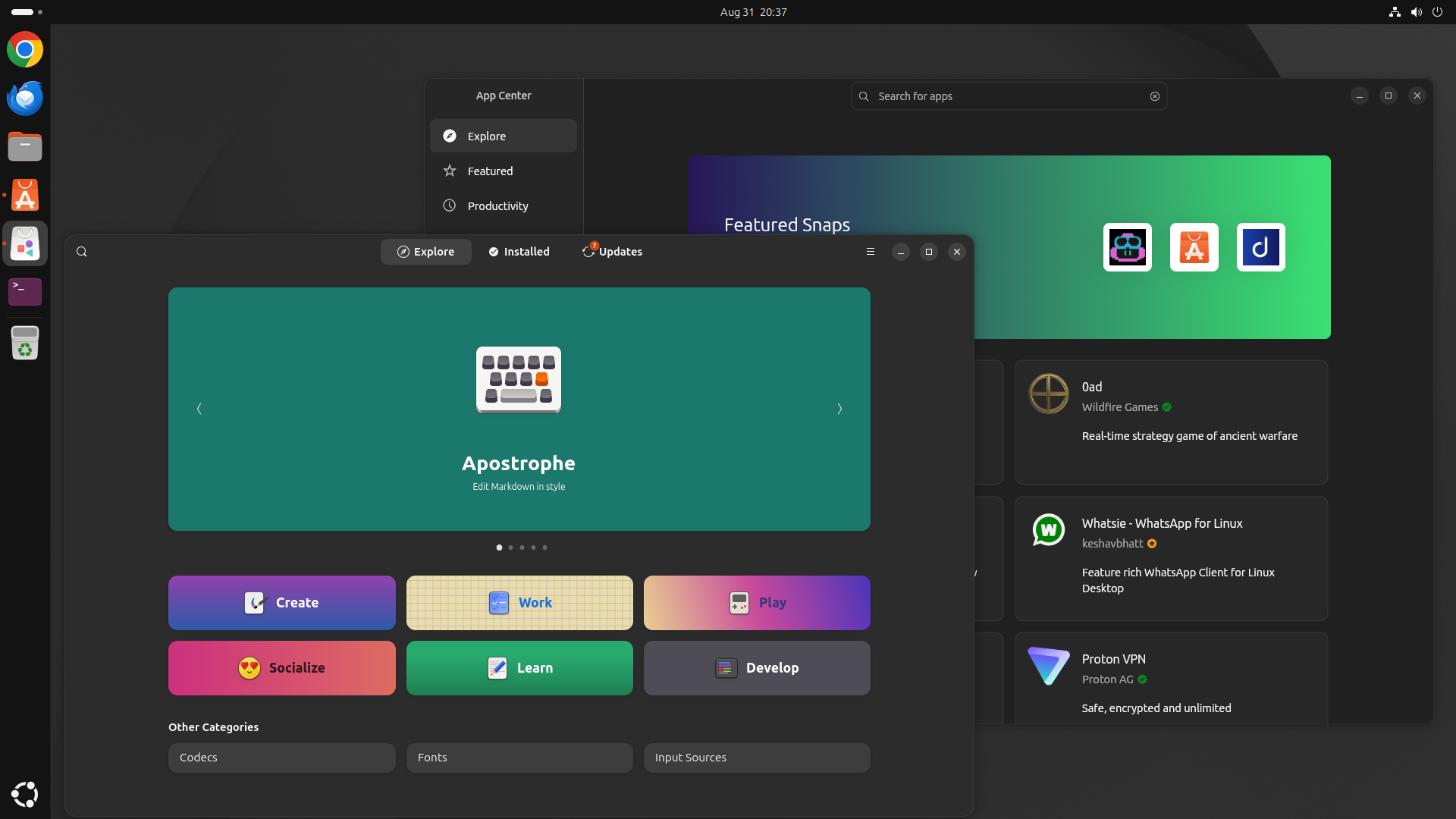 Ubuntu GNOME Software Stores Screenshot